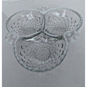 Fenton Hobnail Blue Opalescent Moonstone Glass Divided 3 Section Dish